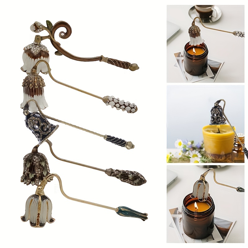 Navpeak Extintor de velas con mango largo, accesorio para apagador de velas  con mecha de metal con mango largo para velas perfumadas, velas de