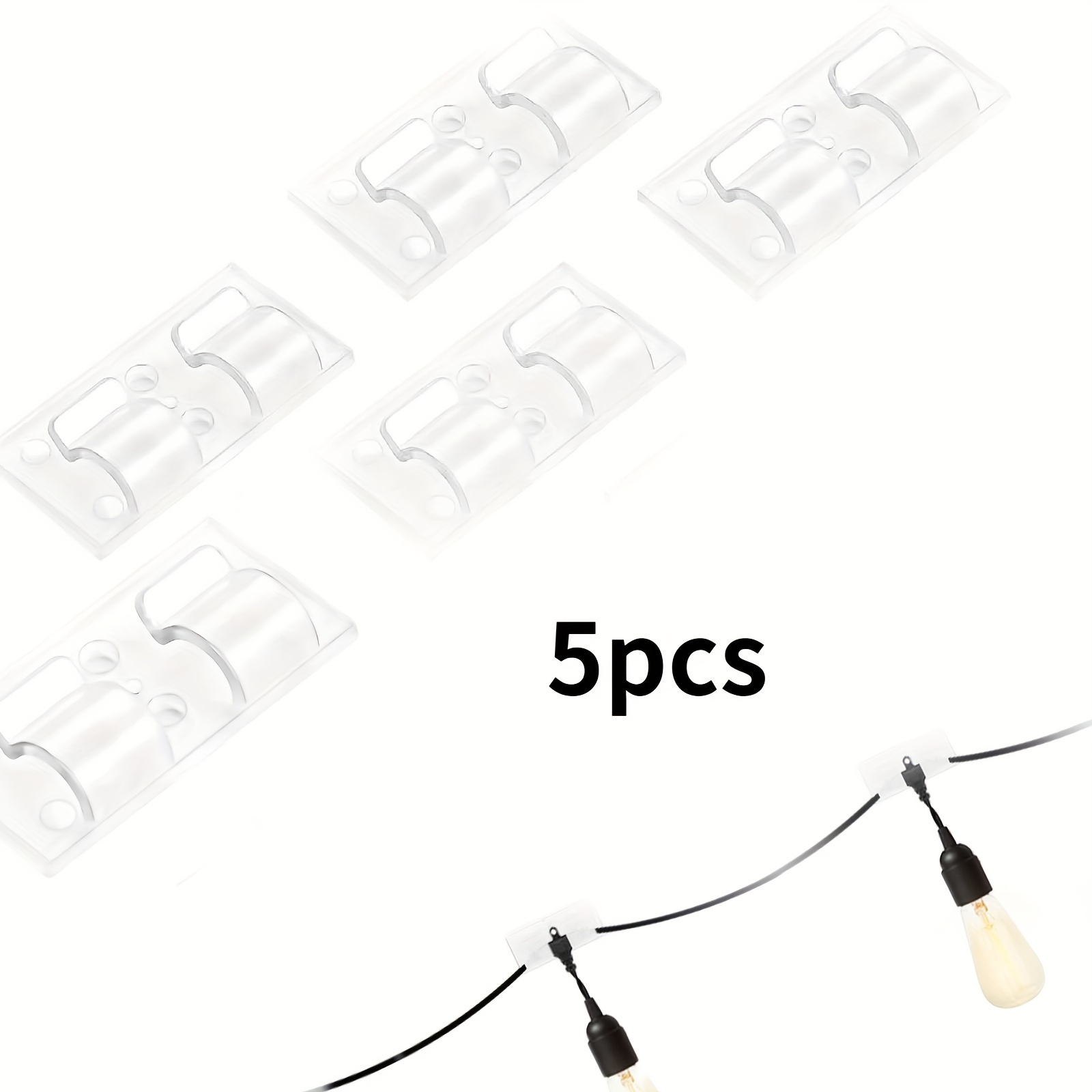 10pcs Hooks for Outdoor String Lights Clips: Heavy Duty Cable Clip with  Waterproof Adhesive Strips for Hanging Christmas Light - Outside  UV-Resistant Clear Cord Holders Outdoors Rope Organizer