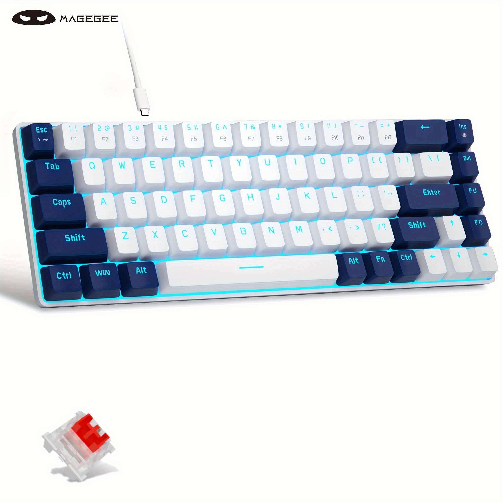 Magegee 60% Mechanical Keyboard Gaming Keyboard With Blue - Temu