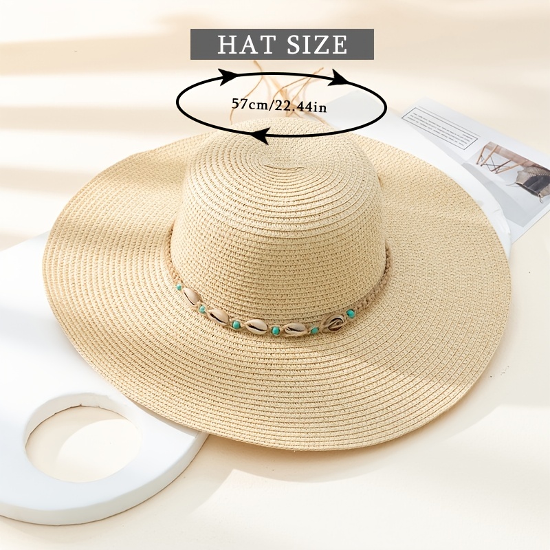 1pc New Straw Sun Hat Versatile Wide Brim Summer Beach Sun Protection  Breathable Sun Hats For Women