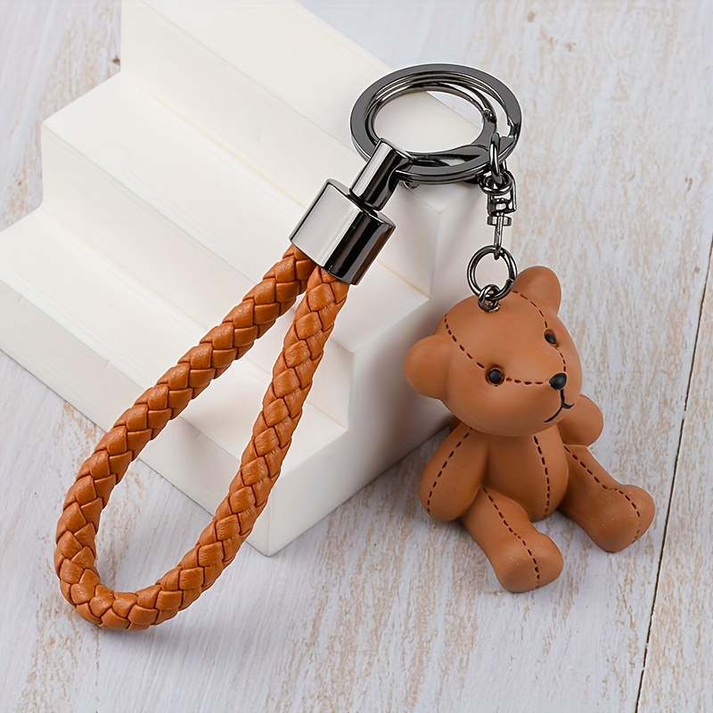 New Cartoon Resin Wool Bear Keychain Chain Female Creative Cute