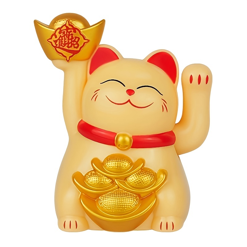 Abs Lucky Cat Bouncing Hand Japanese Statue Fengshui Chinese