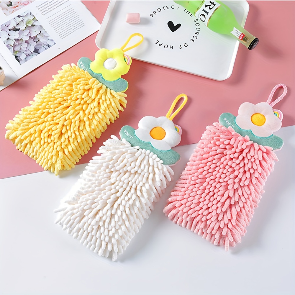 Cute Chenille Hanging Towel For Wiping Hands Household Soft - Temu