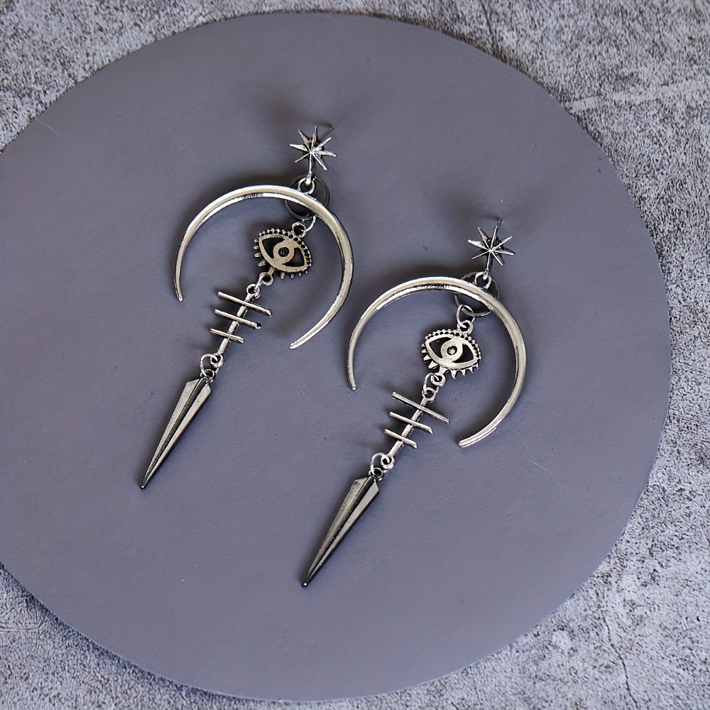 Gothic Devil's Eye Crescent Earrings Men Boho Party Jewelry