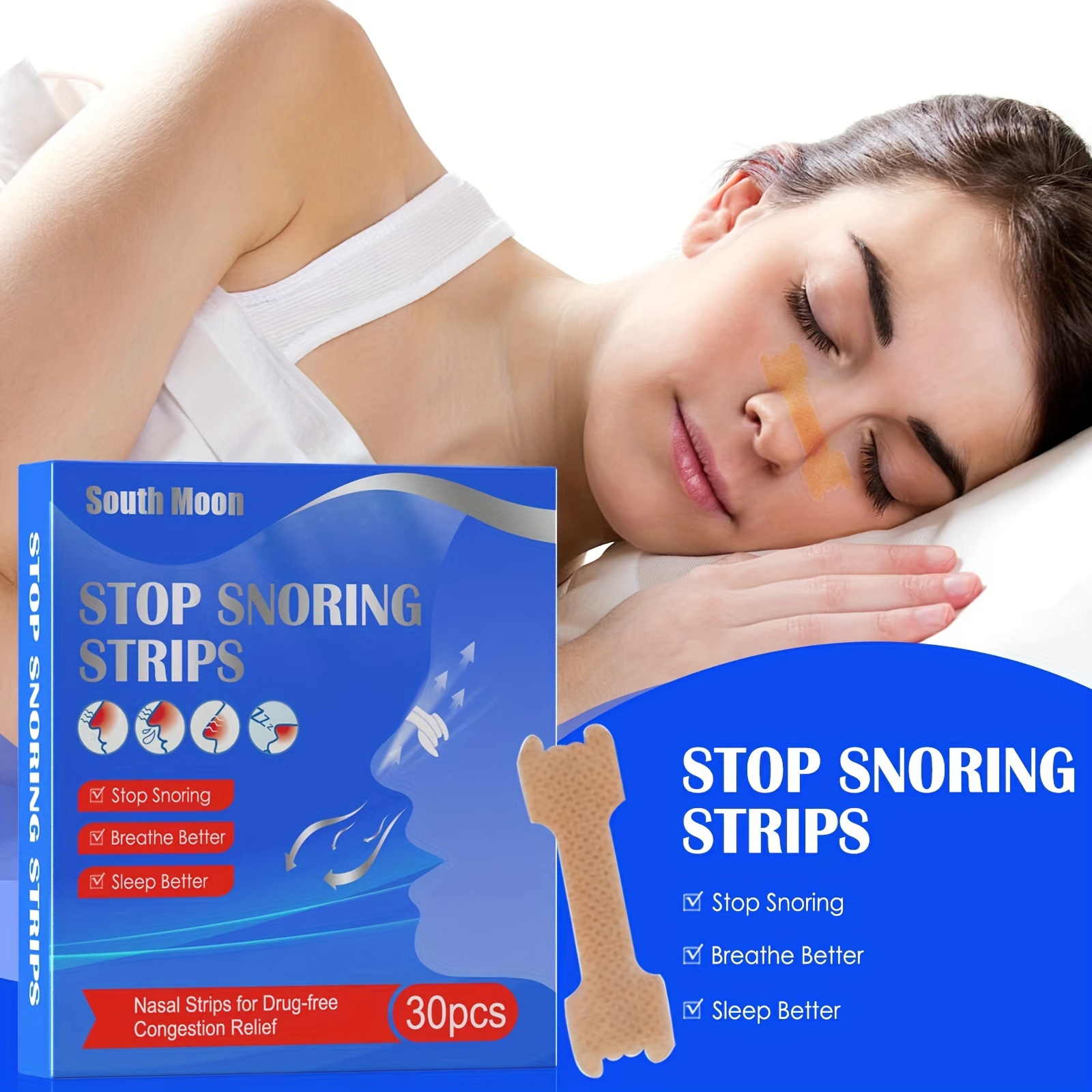 30pcs Kids Sleep Strip Anti-ronquidos Cinta bucal Ayuda para dormir Reducir  la respiración bucal