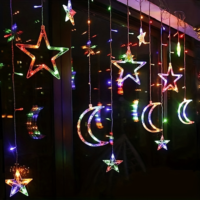 Guirlande lumineuse à LED Musulman Ramadan - Guirlande lumineuse à cinq  branches - Décoration principale pour festival, fête.or, une pièce，Irisfr