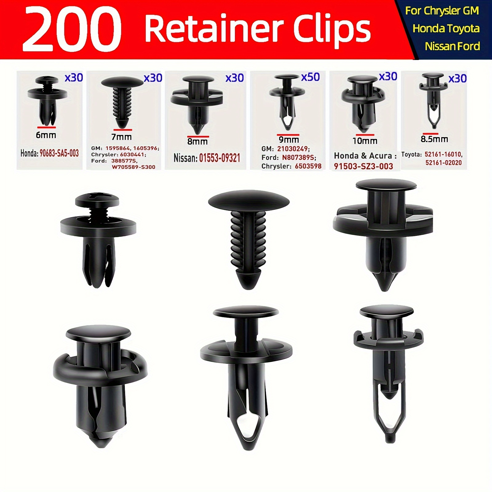 200 Stück Auto Fix Clip Universal Sechs Arten Gemischt - Temu Germany