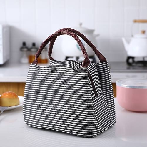 1pc, 8.66*5.9*6.69inch, Trumpet Striped Pattern Lunch Bag