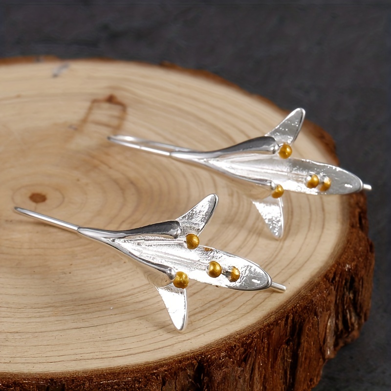 Creative Lily Shape Ear Hook Earrings, 925 Silver Plated