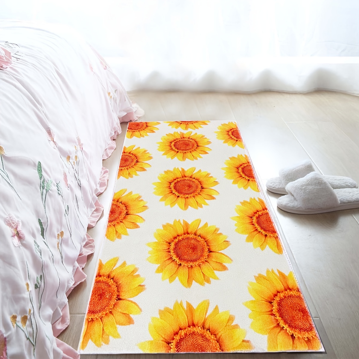 1pc Sunflower Pattern Waterproof Door Mat, Modern Fabric Indoor Outdoor Rug  For Home