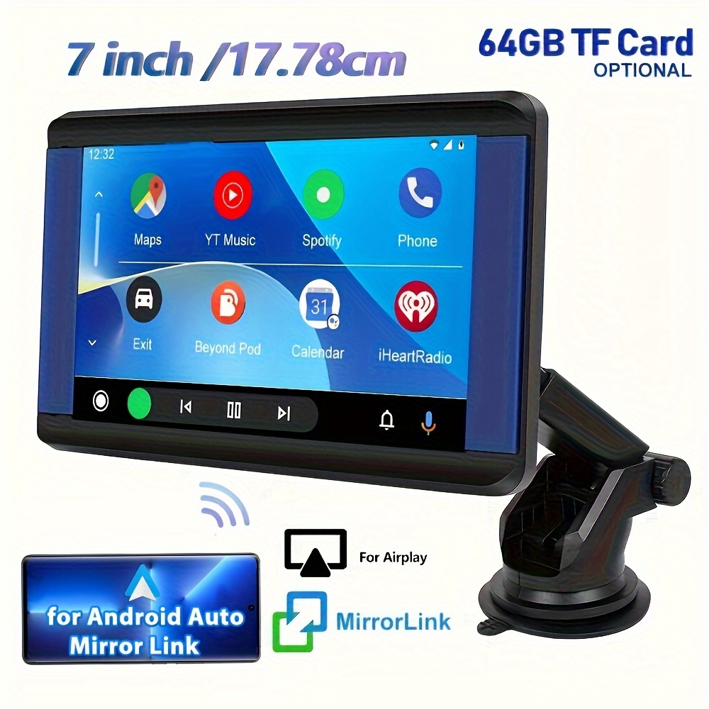 Wireless CarPlay Android Auto Mirror Link, 7 Zoll Touchscreen