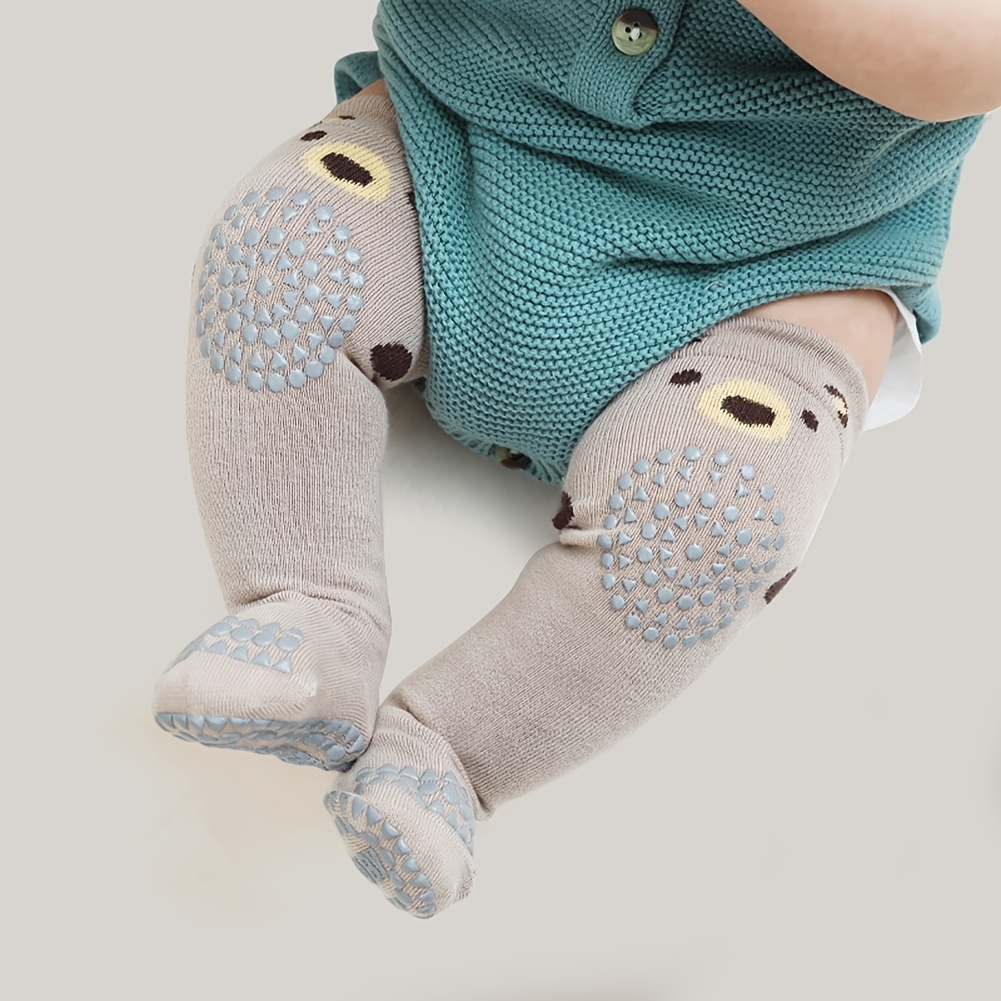 Calcetines antideslizantes hasta la rodilla para bebé niña recién nacida,  medias de tubo de princesa con agarres antideslizantes para bebés