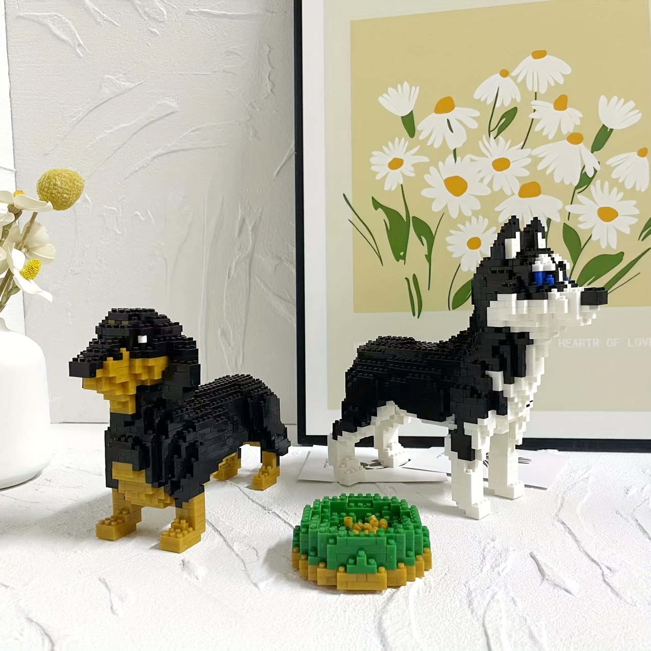 Modelo de jogo de quebra-cabeça de foto de menina e cachorro