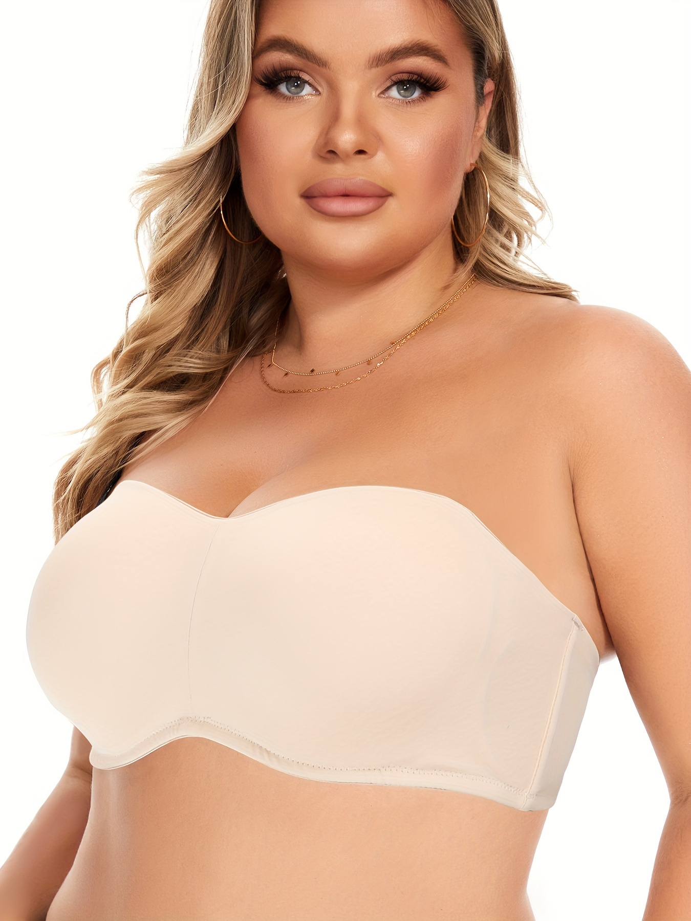 Women's Wirefree Full-Coverage Light Lift Strapless Bra Everyday Bandeau Bra  for Women Plus Size 