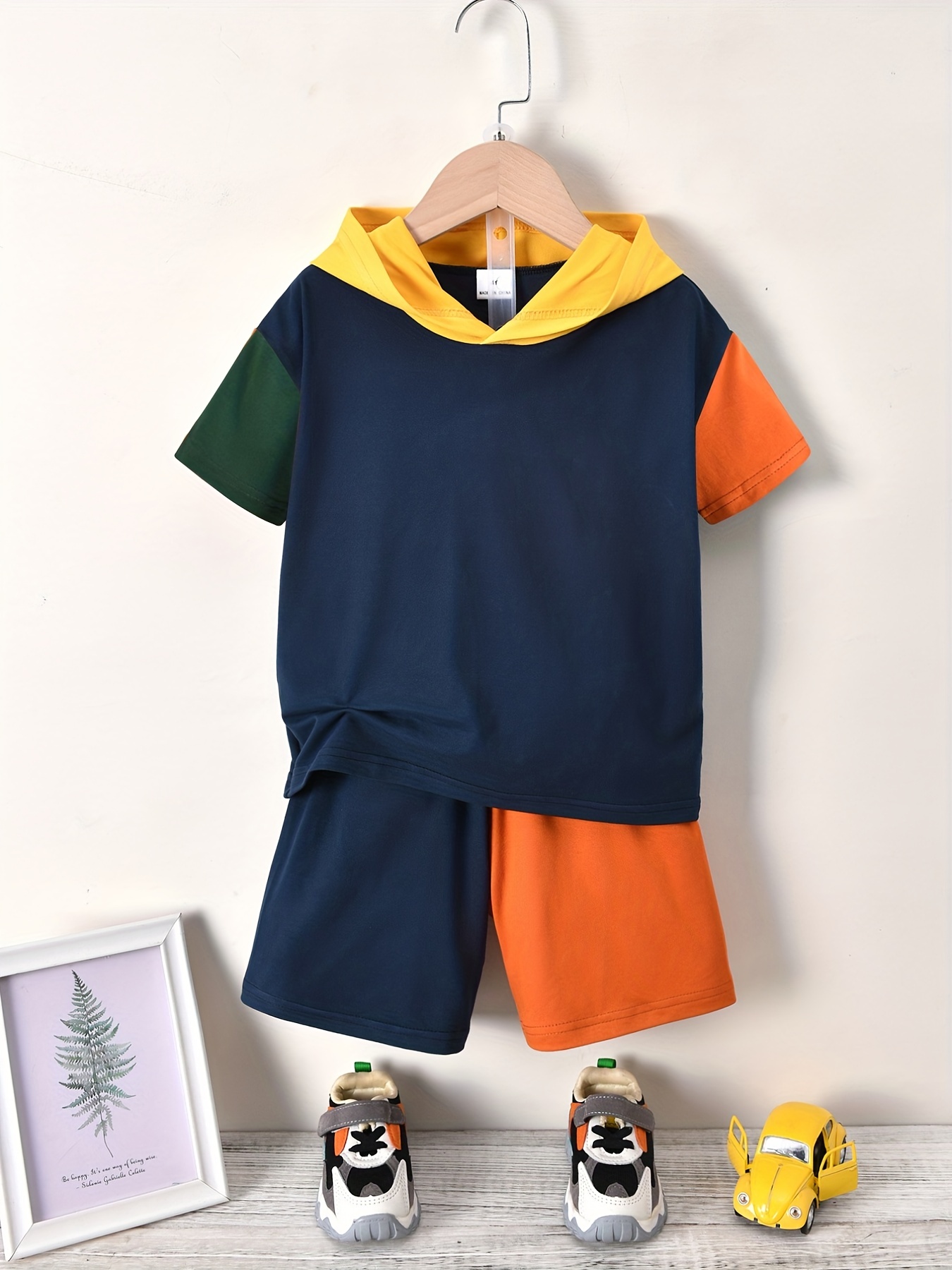 2pcs Conjunto Ropa Hombre Bloque Color Camiseta Manga Corta - Temu
