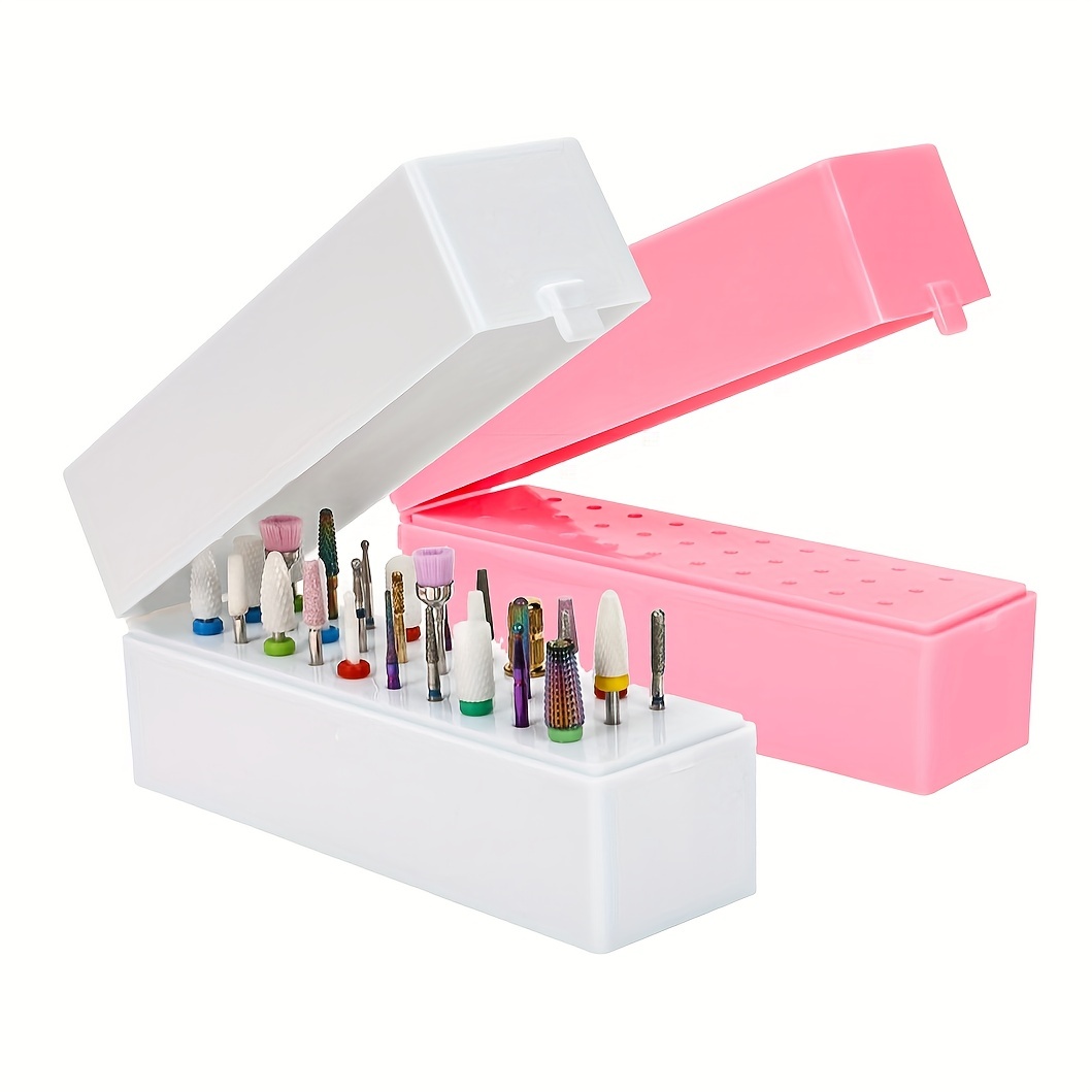 

30 Holes Nail Drill Bit File Brush Plastic Storage Box Holder Container Manicure Cutters Display Rack Accessories Nail Art Tool