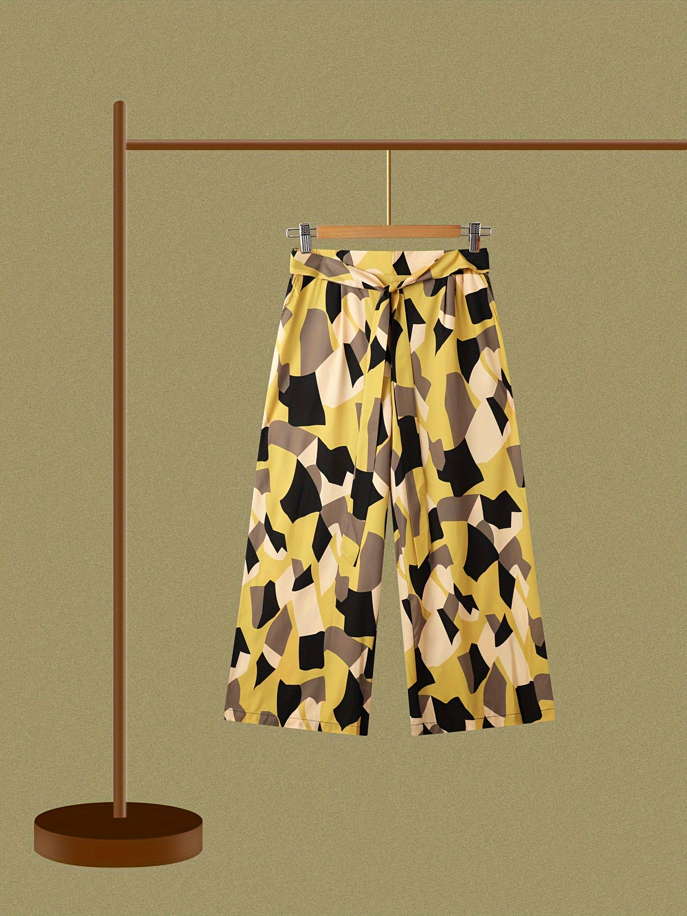 Plus Size Casual Pants Women's Plus Colorblock Floral Print - Temu