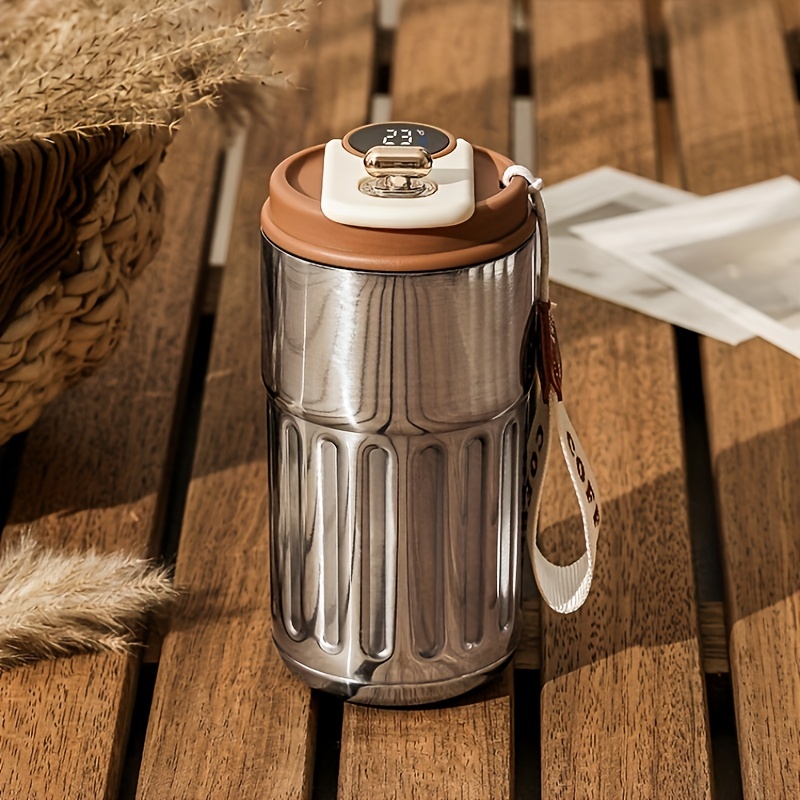 Insulated Coffee Mug with Temperature Display 450ml Insulated Coffee Tumbler with Handle Leakproof Stainless Steel Insulated Coffee Cup Hot and Cold