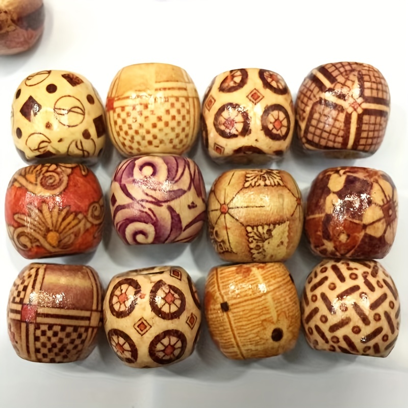 YUEAON Wholesale 200pcs 10mm Natural Painted Wood Beads Round Loose Wooden  Bead Bulk Lots Ball for Jewelry Making Craft Hair DIY Macrame Rosary