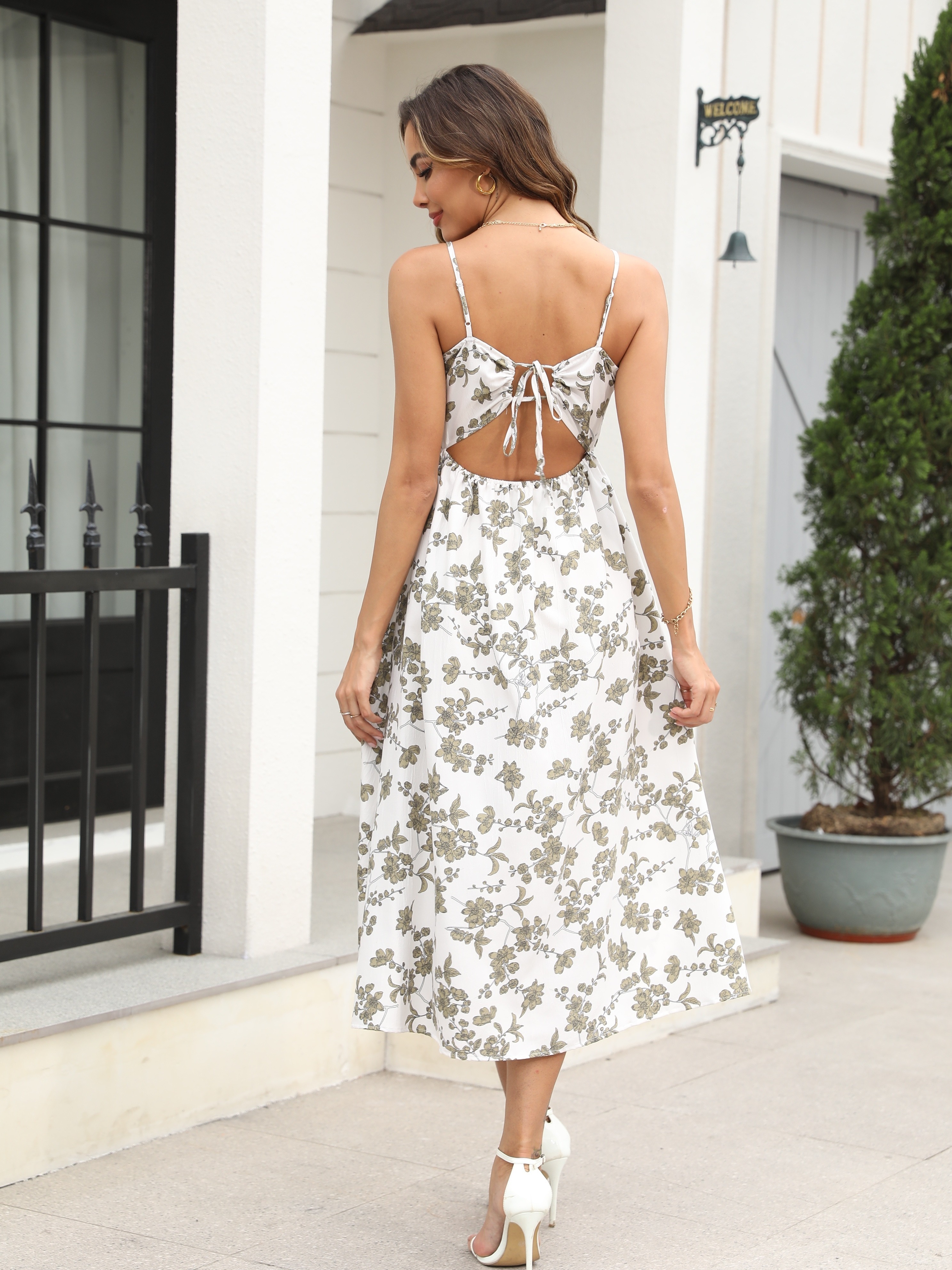 Robe longue à imprimé floral, robe décontractée pour les vacances