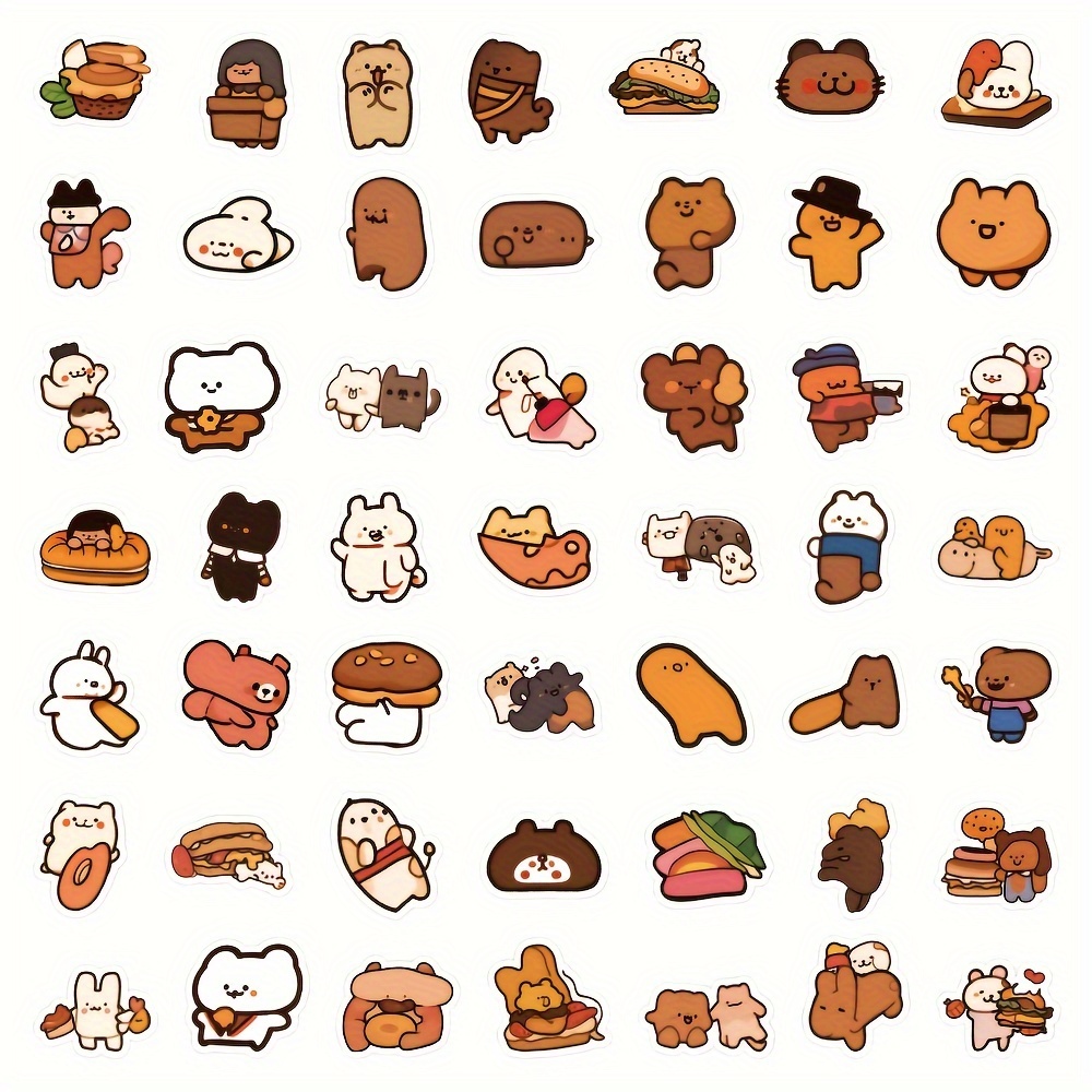 Cute Korean Stickers for Water Bottles, 100pcs/Pack Small Kawaii Stickers,  Vinyl Waterproof Aesthetic Stickers, Kawaii Bear Stickers for Laptop Phone