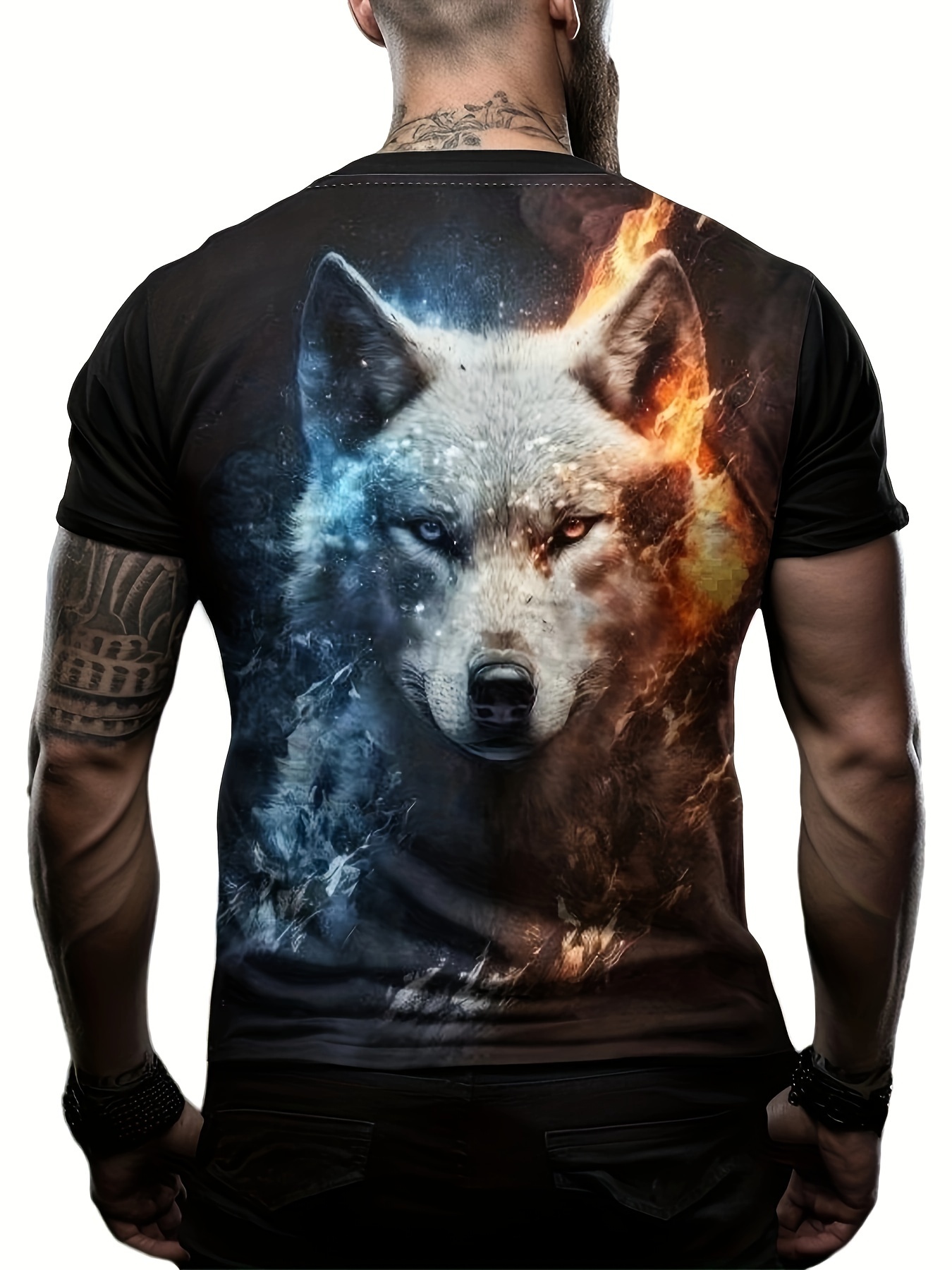 Men's Wolf Pattern High Stretch Breathable Soft Quick Drying - Temu Canada