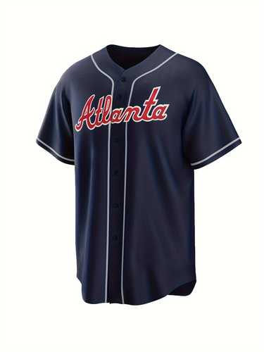 Men's Atlanta # 13 Classic Design Baseball Jersey, Retro Baseball Shirt, Slightly Stretch Breathable Embroidery Button Sports Uniform For Training Competition Party