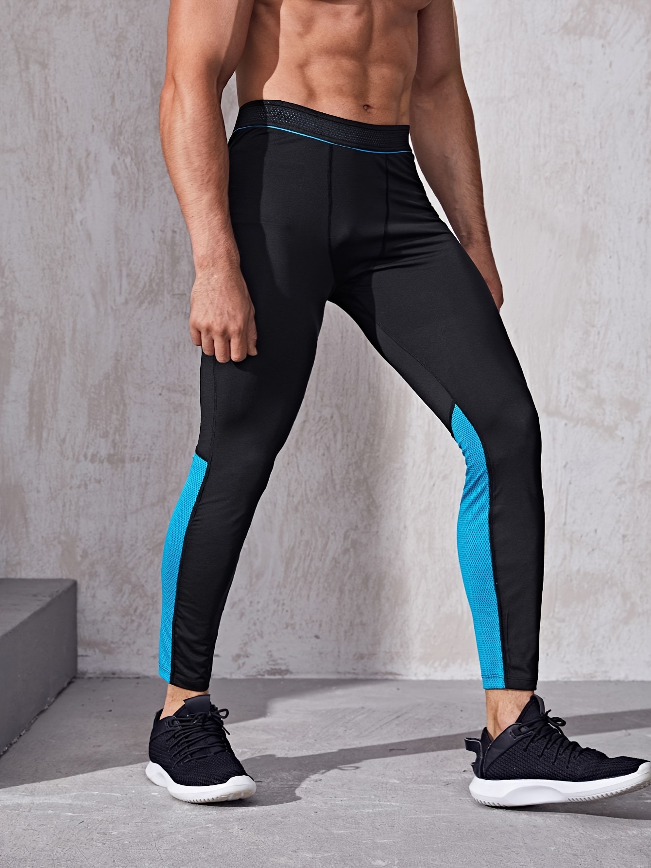Men's Stretch Color Block Long Sports Pants Activewear - Temu Canada