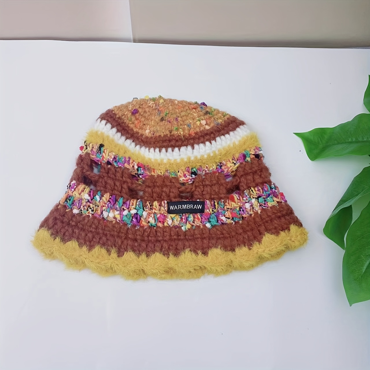 Flower Pattern Crochet Hat Hollow Breathable Warm Bucket Hat - Temu Canada