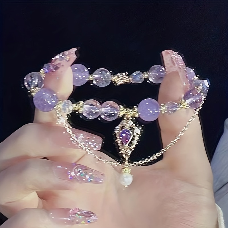 

Amethyst Beads Bracelet Luxury Niche Exquisite Hand String Purple Beads Bracelet Girlfriend Gift