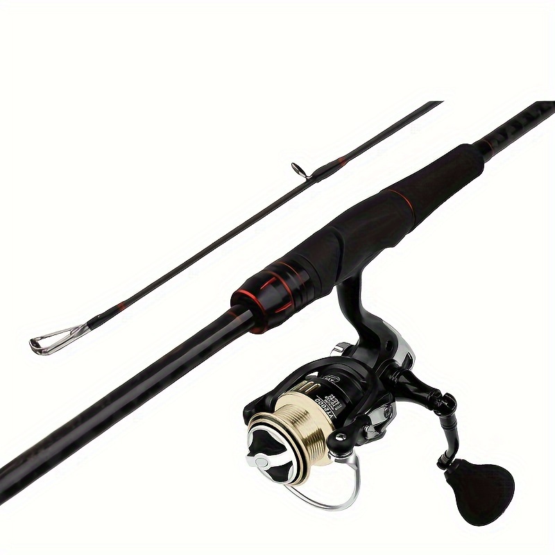 2 Sections Carbon Spinning/ Casting Fishing Rod Set Mh Line - Temu