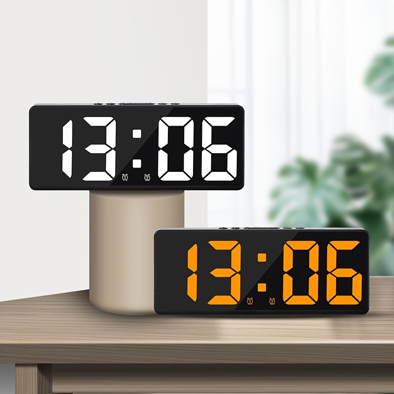 Reloj despertador digital, relojes electrónicos con espejo LED de