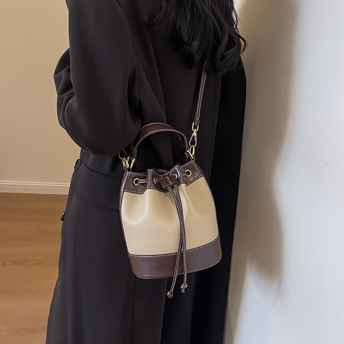 Mini Fashion Drawstring Bucket Bag, Trendy Crossbody Bag, Women's