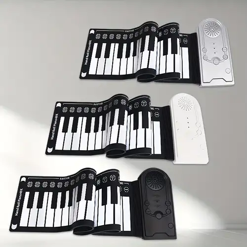 Piano À Main Enroulable Blanc/noir À 49 Touches Piano - Temu France