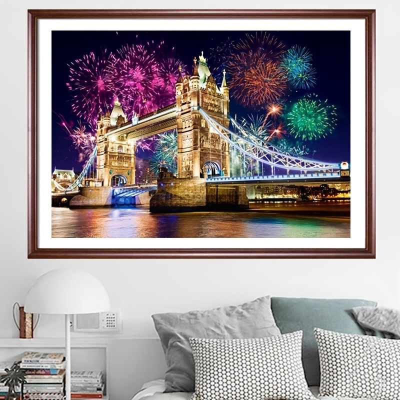 DIY Diamond Painting London Bridge Fireworks Home Gift Without Frame