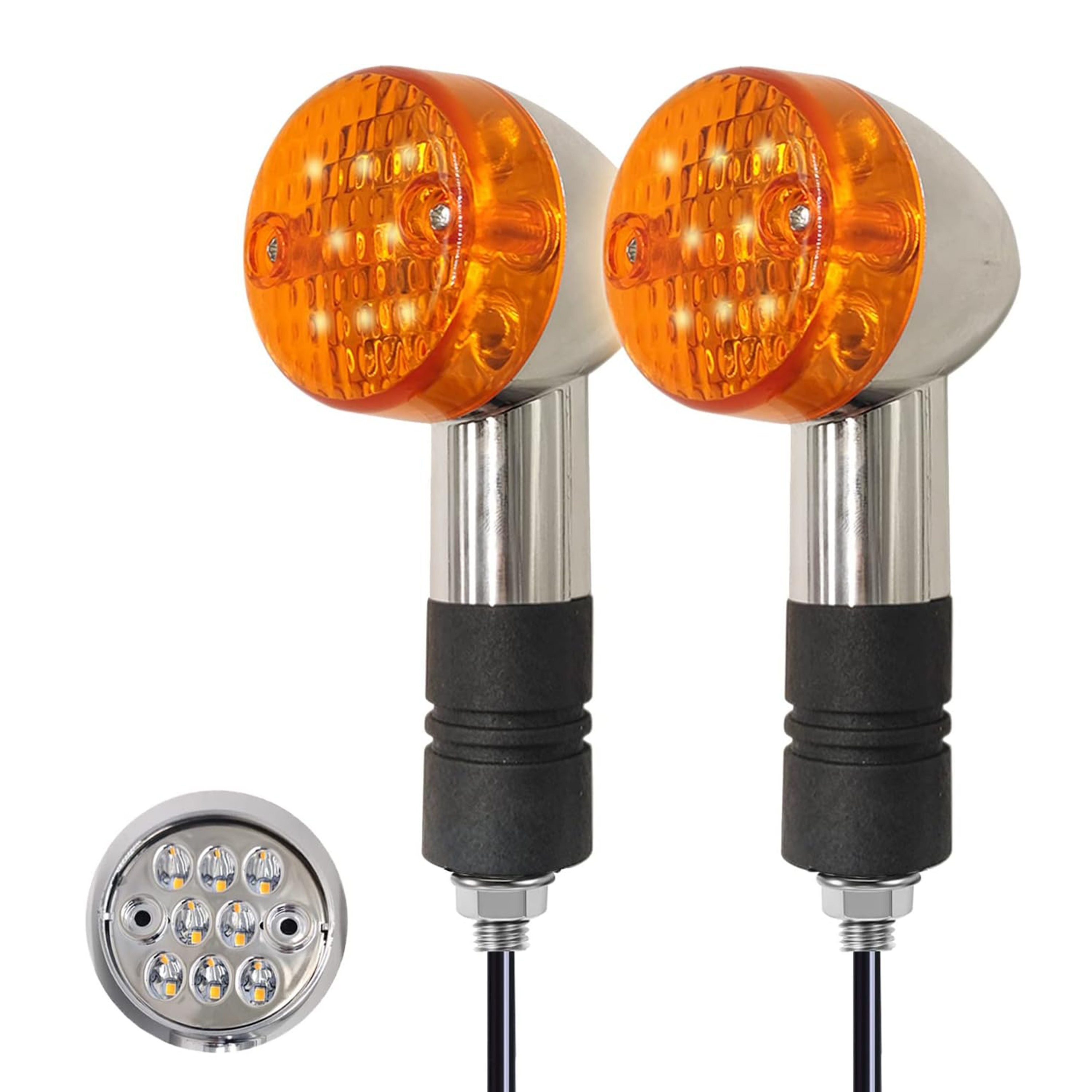 

Indicatrices LED Universelles en de Chromées 2pcs - 12V HONDA, Kawasaki, ,