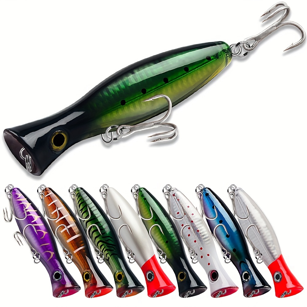 

1pc 12.5cm/4.92in Big Popper Floating Wobbler Fishing Lures, 40g/1.41oz Topwater Trolling Artificial Plastic Hard Bait, Fishing Tackle