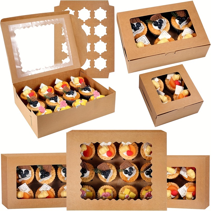  Yeaqee 48 Pcs Cupcake Boxes and 576 Cupcake Liners 12 Count  Kraft Cupcake Containers with Windows Inserts Cupcake Wrappers Muffin Cups  Paper Liners Bakery Carrier Boxes for Cupcake Muffin Pastries: Industrial