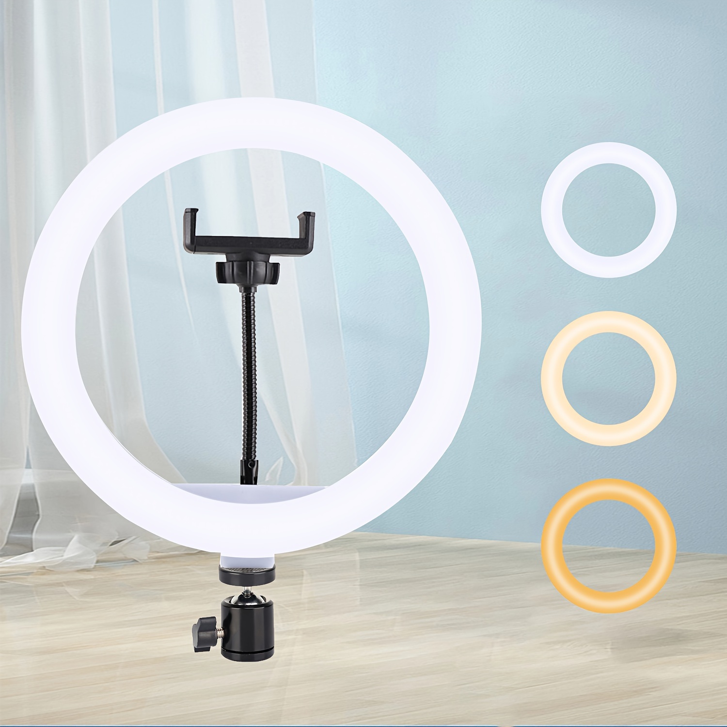 Anillo de luz para selfie de 10 pulgadas con trípode de 63 pulgadas y  soporte para teléfono para transmisión en vivo/maquillaje, anillo de luz  LED