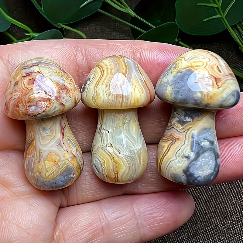 

1pc Natural Crazy Agate Mushroom Ornament - Cute Gifts For Friends, Home Decor