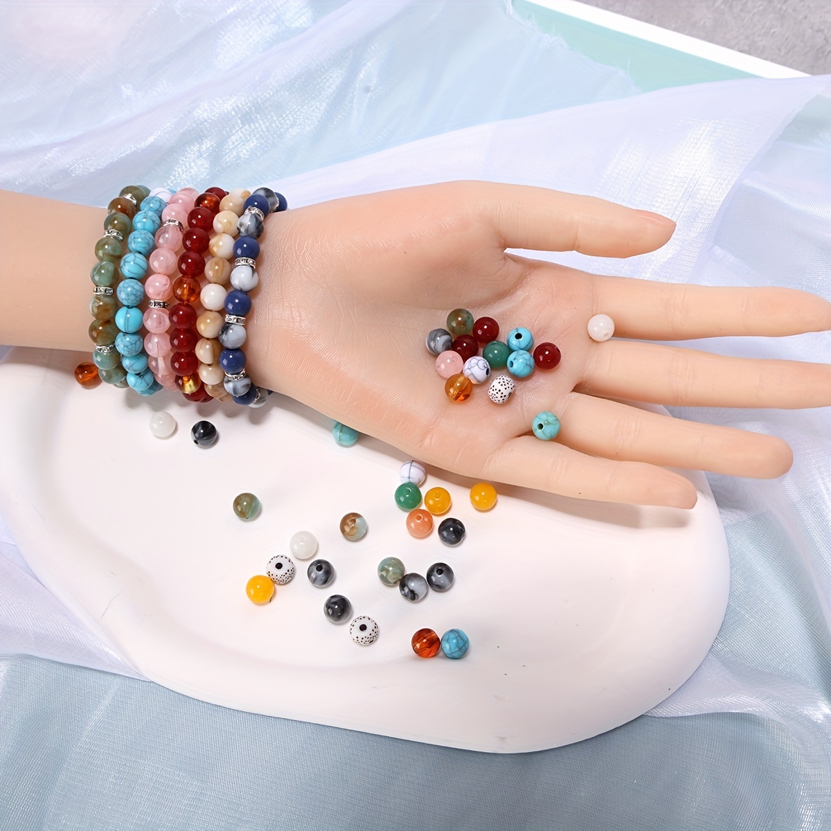 8mm Round Beads Bracelet Making Kit Beads, Bracelet Beads Marble