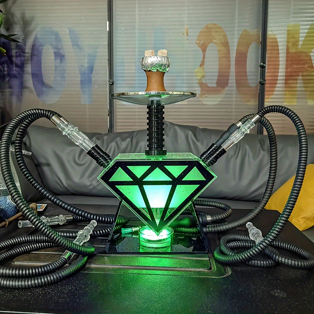  Portable Hookah Cup Set with LED Light and Shisha Accessories.  Acrylic Material, Smoking Cup Hookah That Easy to Carry for Home, Cars and  Parties (Green) : Health & Household