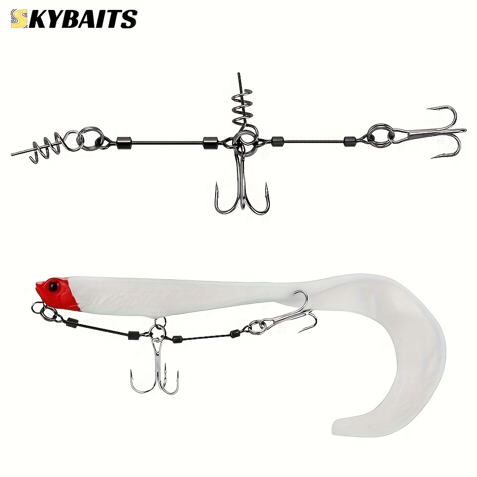 Fishing Rig Hook For Big Shad Center Pin Screw Connector, Bass Perch Bait  Barbed Sharp Treble Fish Hook, Fishing Tackle Accessories