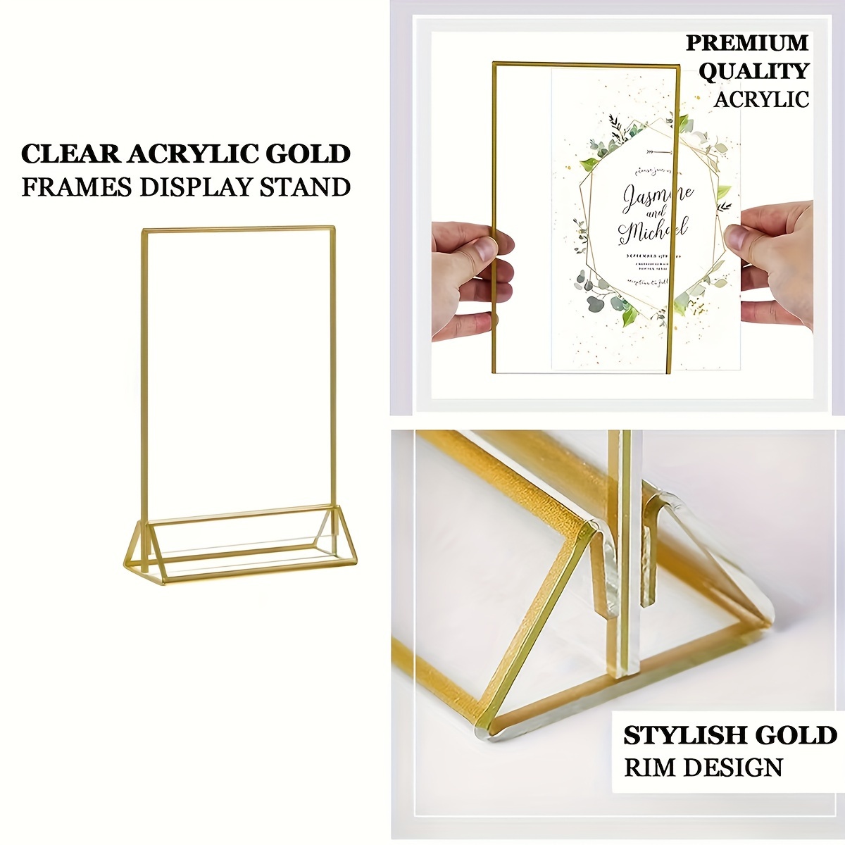 Acrylic Double-sides Sign Holder Triangle Table Stands, Clear
