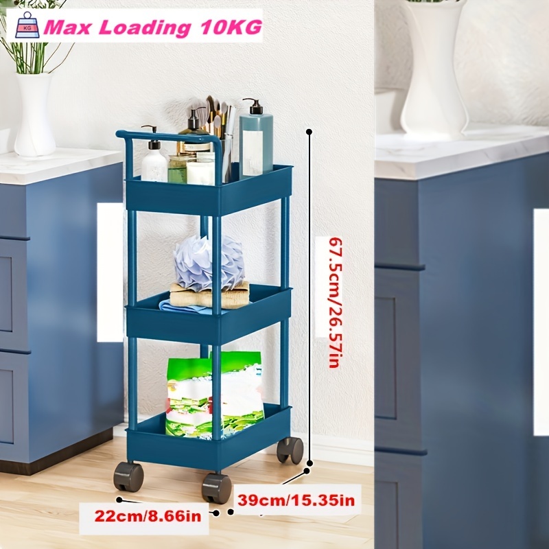 1pc Bathroom Storage Rack Floor-standing Pushcart Toiletry