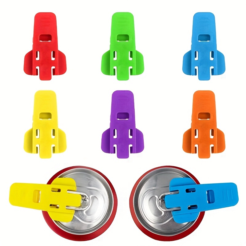 Manual Easy Can Opener, 6 Pcs Color Soda Beer Can Opener Beverage Can Protector, Premium Plastic Shields Tab Openers for Pop, Cover Beer or Soda Cans