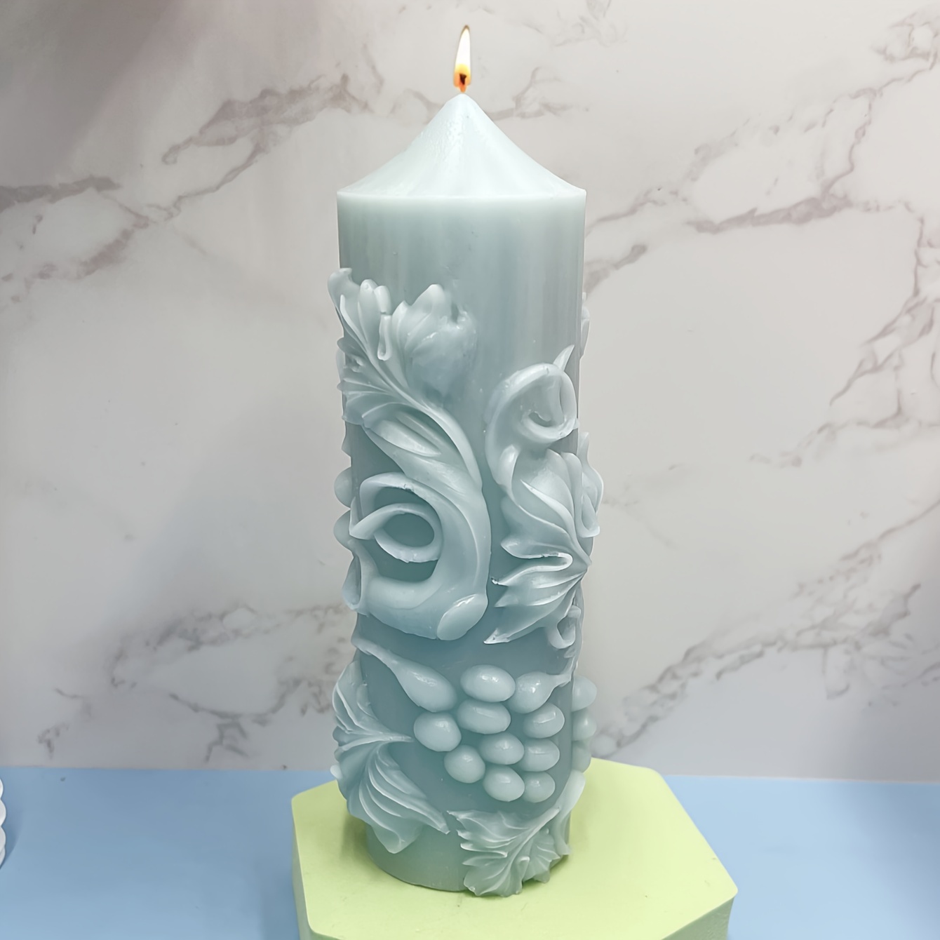 Molde de silicona para velas con diseño de rombo de pilar, molde de cera de  vela, epoxi, aroma, yeso, manualidades, moldes de silicona