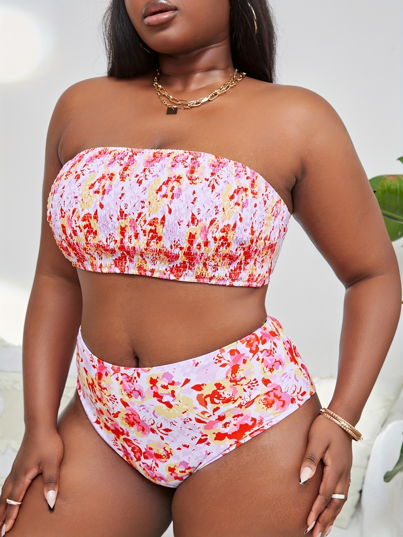 Plus size hot sale tube top swimsuit