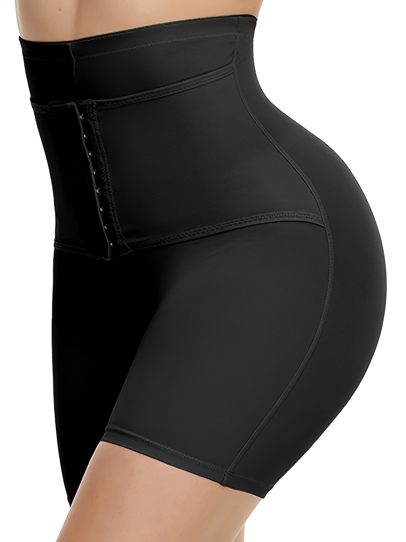 Solid High Waist Front Adjustable Shapewear Shorts, Casual Tummy Control  Body Shaper, Women's Lingerie & Underwear