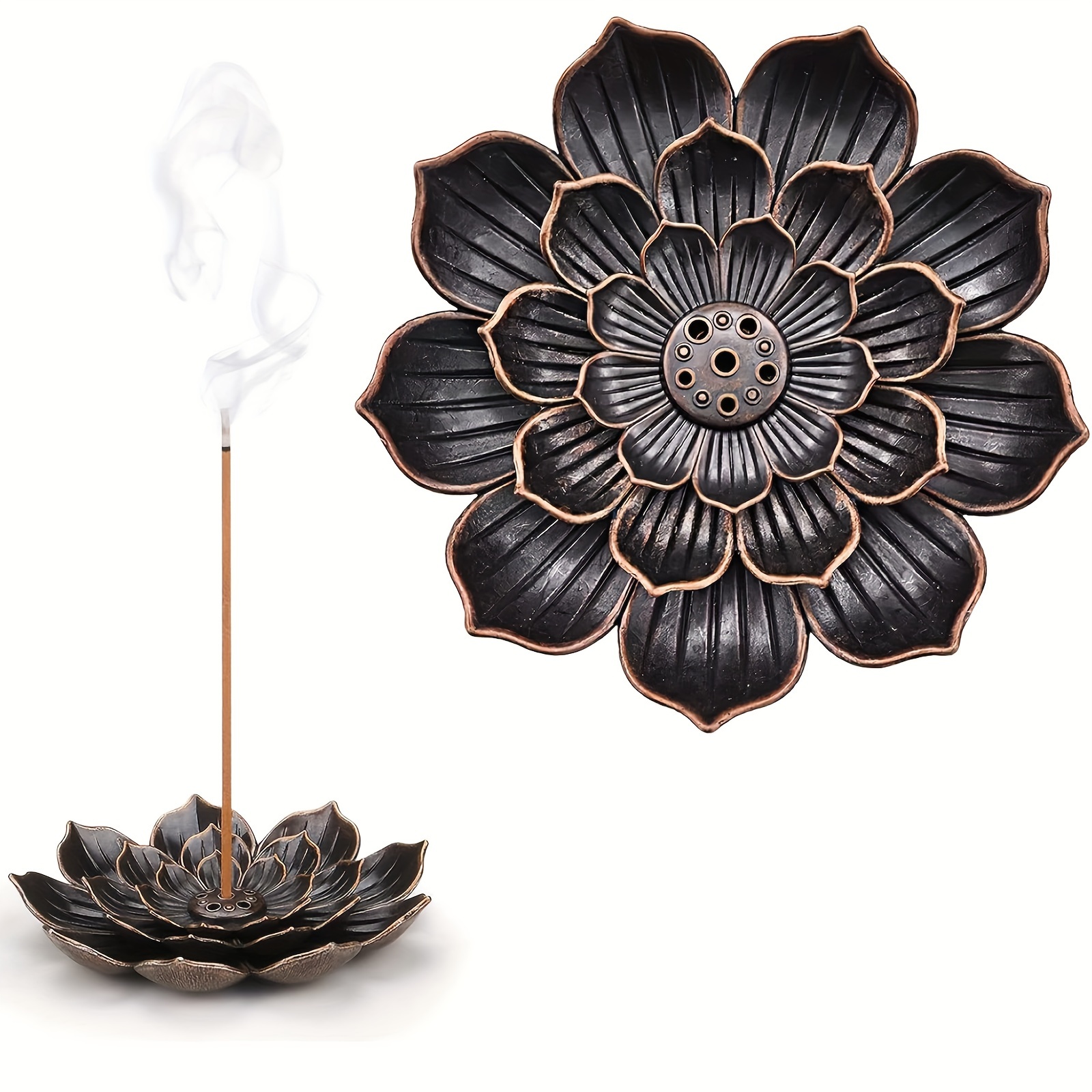 Cheap Incense Burner, Incense Holder for Sticks, Brass Lotus Incense Stick  Holder and Detachable Ash Catcher